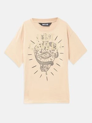 T-shirt z nadrukiem Just Cavalli beżowy