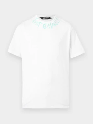T-shirt z nadrukiem Just Cavalli biały
