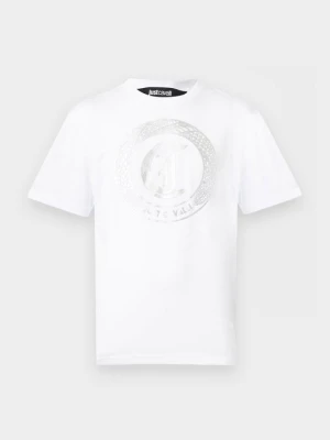 T-shirt z nadrukiem Just Cavalli biały