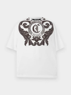 T-shirt z nadrukiem Just Cavalli biały