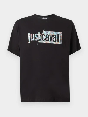 T-shirt z nadrukiem Just Cavalli czarny