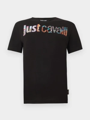 T-shirt z nadrukiem Just Cavalli czarny