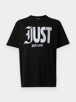 T-shirt z nadrukiem Just Cavalli czarny