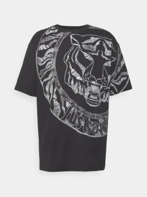 T-shirt z nadrukiem Just Cavalli czarny