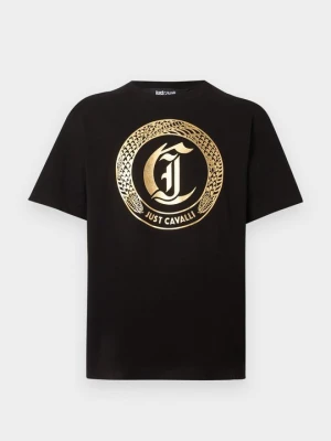 T-shirt z nadrukiem Just Cavalli czarny