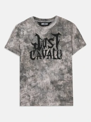 T-shirt z nadrukiem Just Cavalli fioletowy