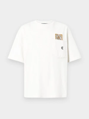 T-shirt z nadrukiem Just Cavalli jasnobrązowy
