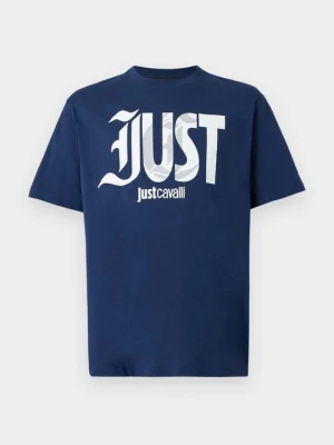 T-shirt z nadrukiem Just Cavalli niebieski