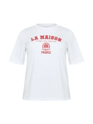 T-shirt z nadrukiem Kaffe biały
