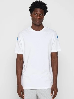 T-shirt z nadrukiem Kappa mleczny