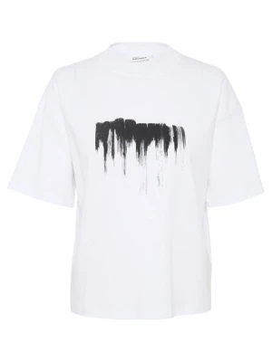 T-shirt z nadrukiem Karen by Simonsen mleczny