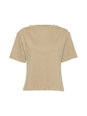 T-shirt z nadrukiem Karen by Simonsen piaskowy