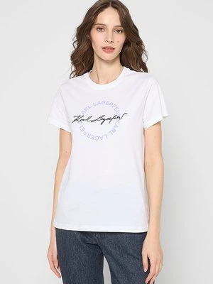 T-shirt z nadrukiem KARL LAGERFELD biały