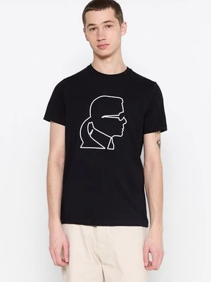 T-shirt z nadrukiem KARL LAGERFELD czarny