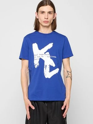 T-shirt z nadrukiem KARL LAGERFELD szafirowy