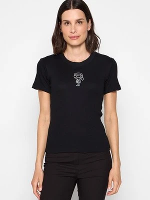 T-shirt z nadrukiem KARL LAGERFELD czarny