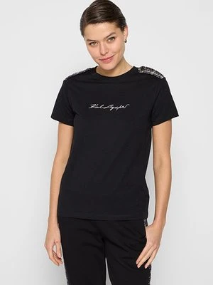 T-shirt z nadrukiem KARL LAGERFELD czarny