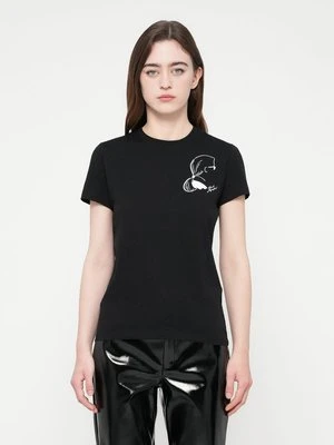 T-shirt z nadrukiem KARL LAGERFELD czarny