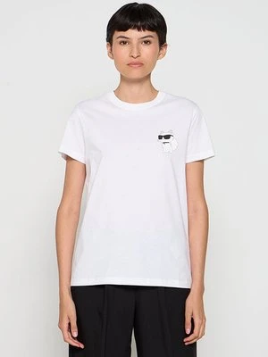 T-shirt z nadrukiem KARL LAGERFELD biały