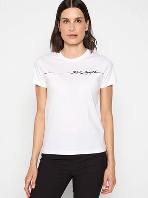 T-shirt z nadrukiem KARL LAGERFELD biały