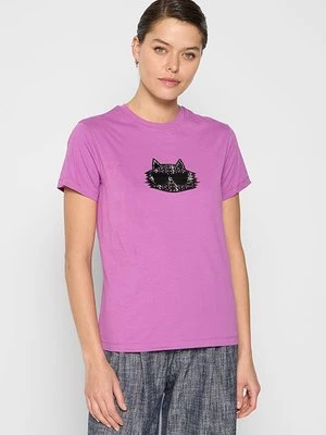 T-shirt z nadrukiem KARL LAGERFELD fioletowy