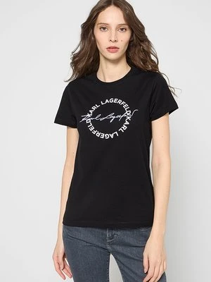 T-shirt z nadrukiem KARL LAGERFELD czarny