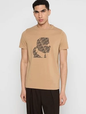 T-shirt z nadrukiem KARL LAGERFELD jasny brąz