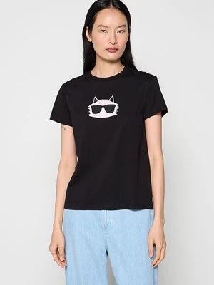 T-shirt z nadrukiem KARL LAGERFELD czarny