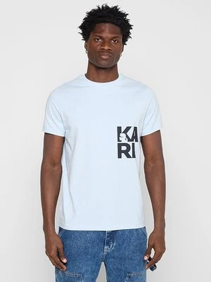 T-shirt z nadrukiem KARL LAGERFELD jasnoniebieski