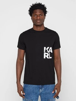 T-shirt z nadrukiem KARL LAGERFELD antracytowy melanż