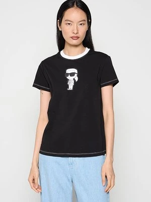 T-shirt z nadrukiem KARL LAGERFELD czarny