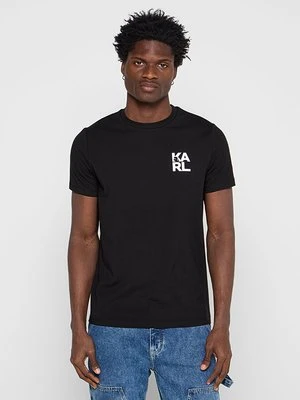 T-shirt z nadrukiem KARL LAGERFELD antracytowy melanż
