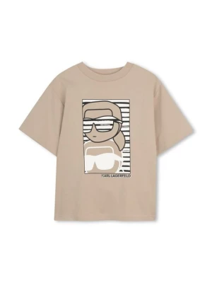 T-shirt z nadrukiem KARL LAGERFELD beżowy