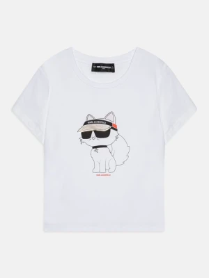 T-shirt z nadrukiem KARL LAGERFELD biały