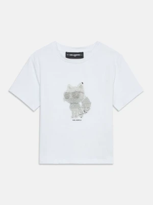 T-shirt z nadrukiem KARL LAGERFELD biały