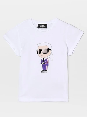 T-shirt z nadrukiem KARL LAGERFELD biały