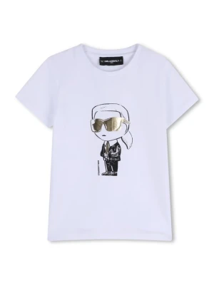 T-shirt z nadrukiem KARL LAGERFELD biały