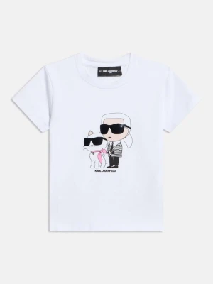 T-shirt z nadrukiem KARL LAGERFELD biały