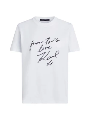 T-shirt z nadrukiem KARL LAGERFELD biały
