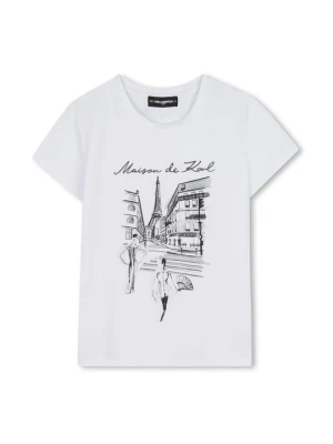 T-shirt z nadrukiem KARL LAGERFELD biały