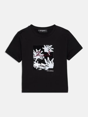 T-shirt z nadrukiem KARL LAGERFELD czarny