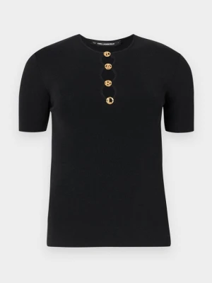 T-shirt z nadrukiem KARL LAGERFELD czarny