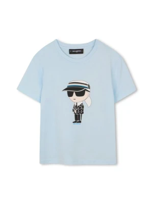 T-shirt z nadrukiem KARL LAGERFELD jasnoniebieski