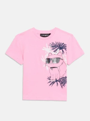 T-shirt z nadrukiem KARL LAGERFELD jasnoróżowy