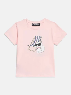 T-shirt z nadrukiem KARL LAGERFELD jasnoróżowy