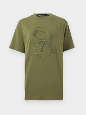 T-shirt z nadrukiem KARL LAGERFELD khaki
