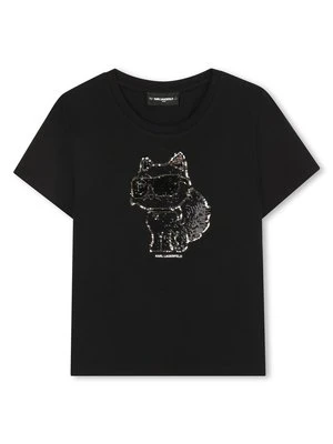 T-shirt z nadrukiem KARL LAGERFELD czarny
