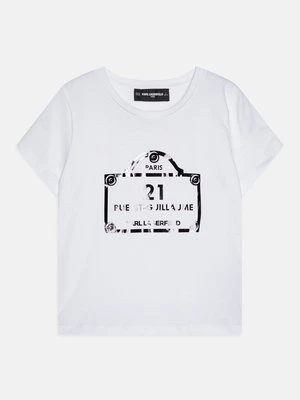 T-shirt z nadrukiem KARL LAGERFELD biały