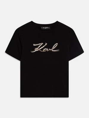 T-shirt z nadrukiem KARL LAGERFELD czarny
