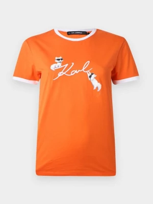 T-shirt z nadrukiem KARL LAGERFELD pomarańczowy